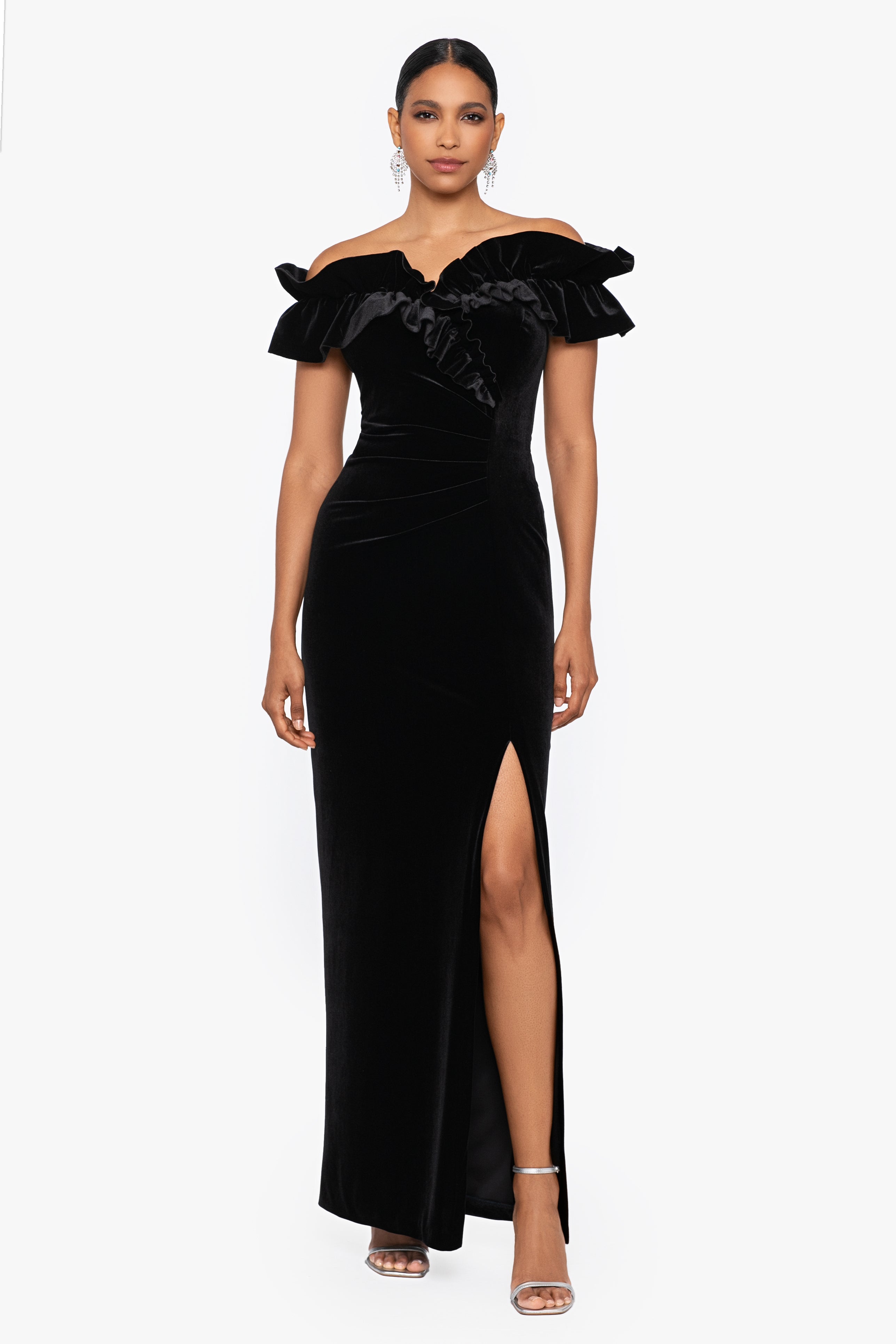 SAU LEE Harriet Velvet Gown Black Long Dress Crystals Party Wedding 0 NWOT  $675 | eBay